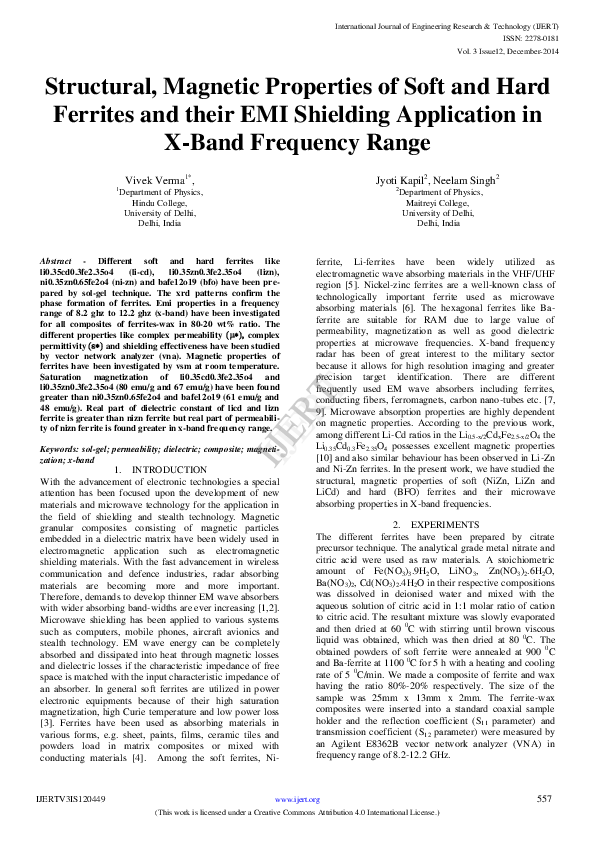 (PDF) IJERTStructural, Properties of Soft and Hard Ferrites