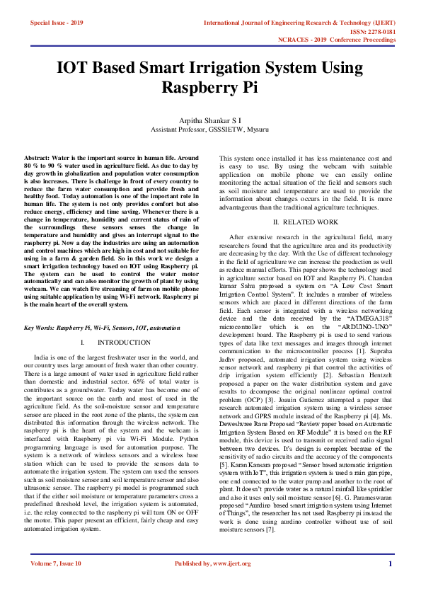 Arduino based smart irrigation system using iot image