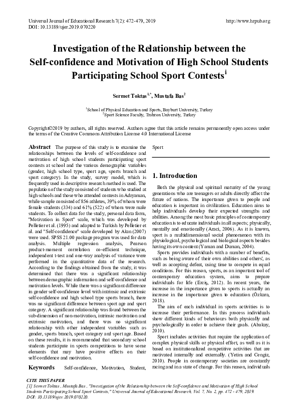 (PDF) Investigation of the Relationship between the Self-confidence and ...