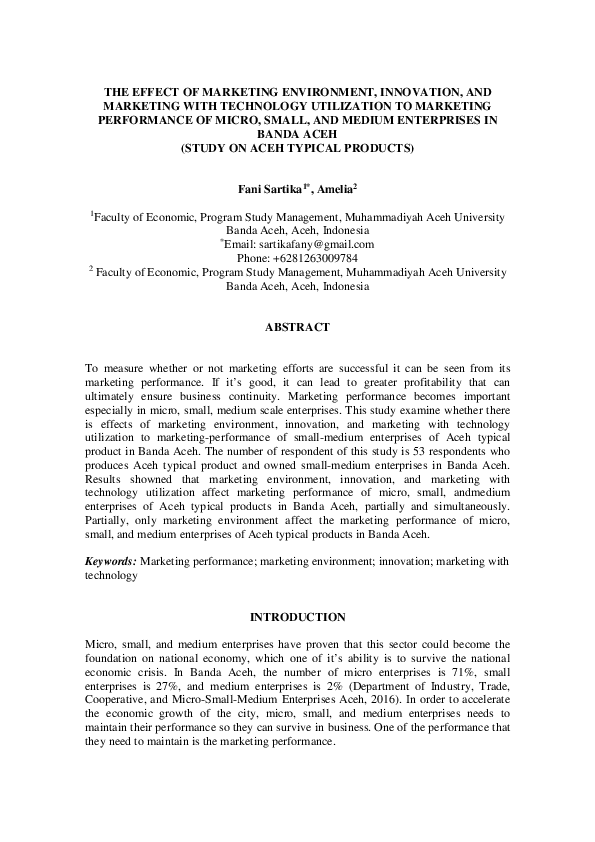 (PDF) THE EFFECT OF MARKETING ENVIRONMENT, INNOVATION, AND MARKETING ...