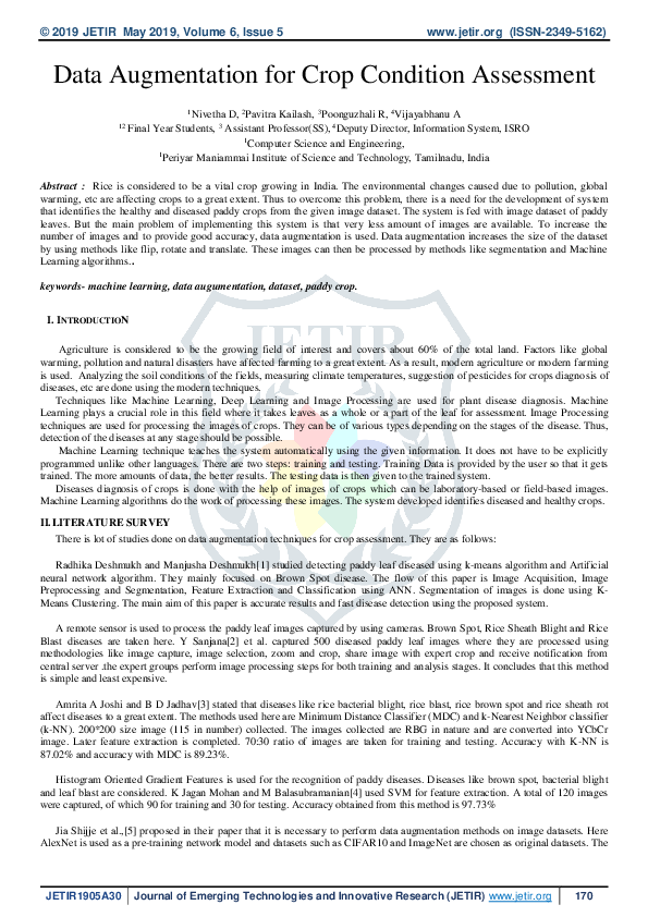 (PDF) Data Augmentation for Crop Condition Assessment