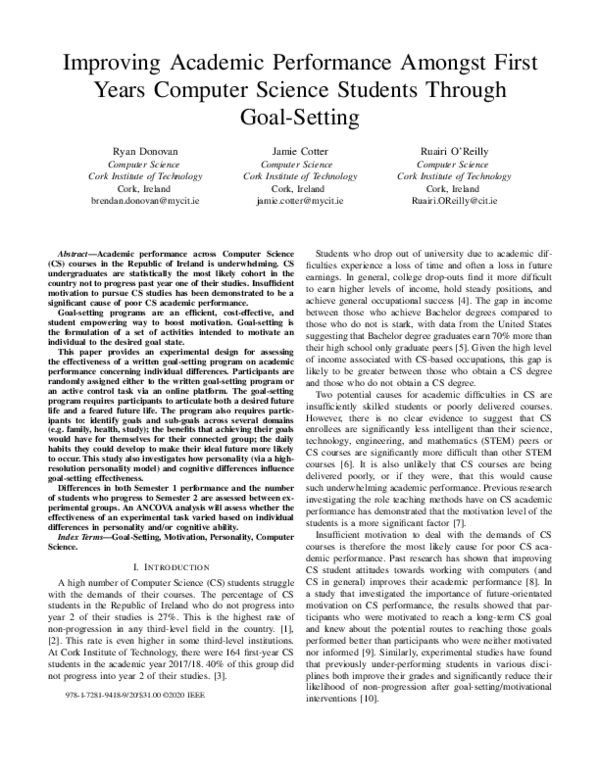 (PDF) Improving Academic Performance Amongst First Years Computer ...