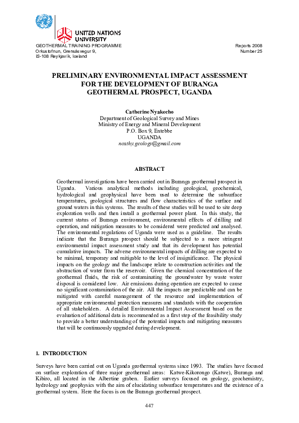 (PDF) PRELIMINARY ENVIRONMENTAL IMPACT ASSESSMENT FOR THE DEVELOPMENT