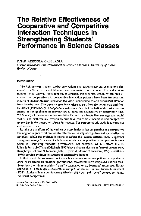 (PDF) The relative effectiveness of cooperative and competitive ...