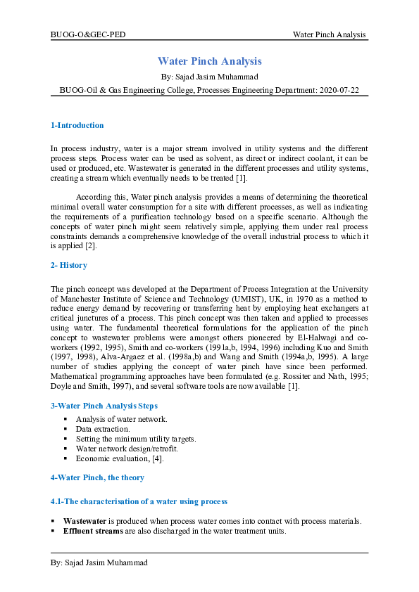 (DOC) Water Pinch Analysis Sajjad J . M O H A M M E D Alaid