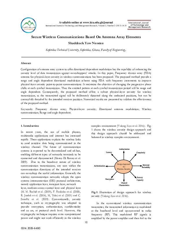 (PDF) Secure Wireless Communications Based On Antenna Array Elements