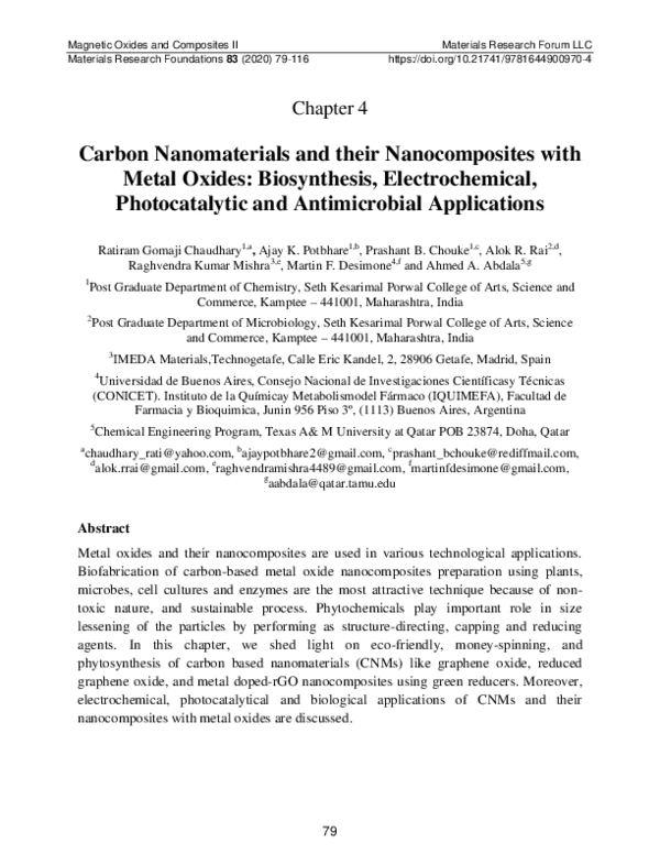 (PDF) Carbon Nanomaterials and their Nanocomposites with Metal Oxides ...