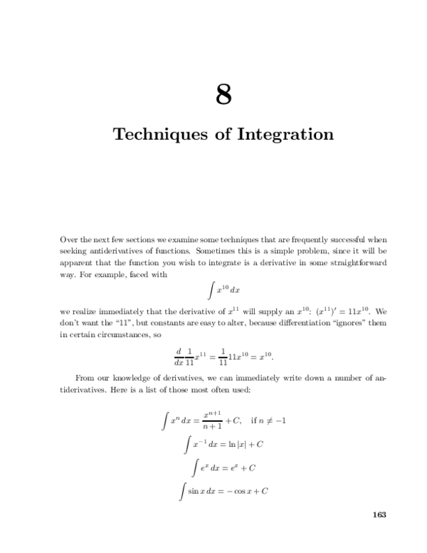 (PDF) Calculus 08 Techniques of Integration