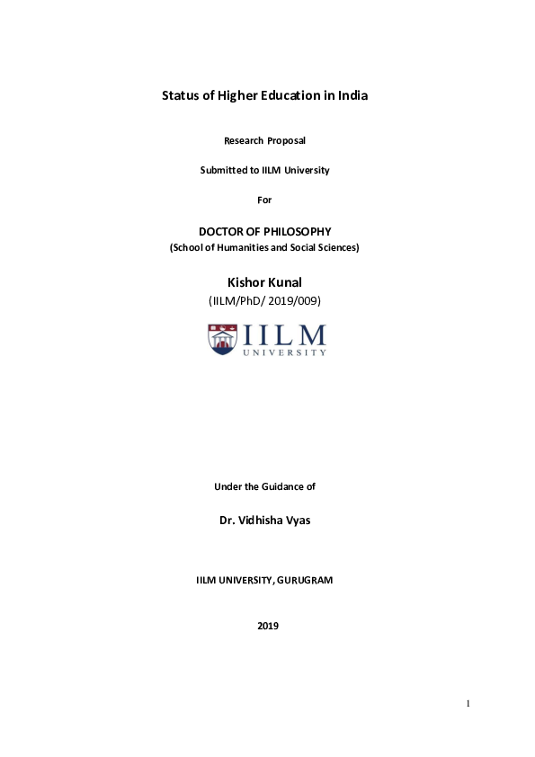 (PDF) Status of Higher Education in India DOCTOR OF PHILOSOPHY (School ...