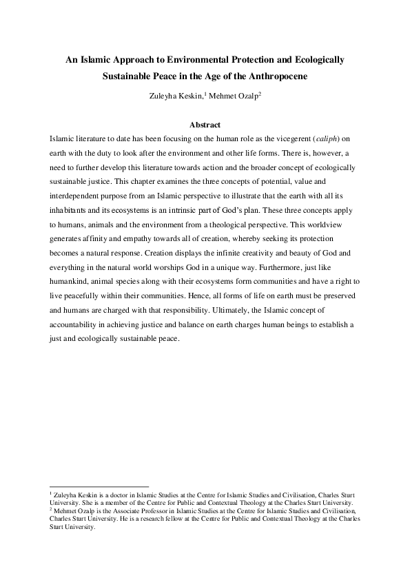 (PDF) An Islamic Approach to Environmental Protection and Ecologically ...