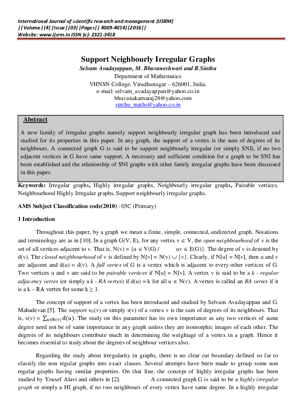 (PDF) Support Neighbourly Irregular Graphs