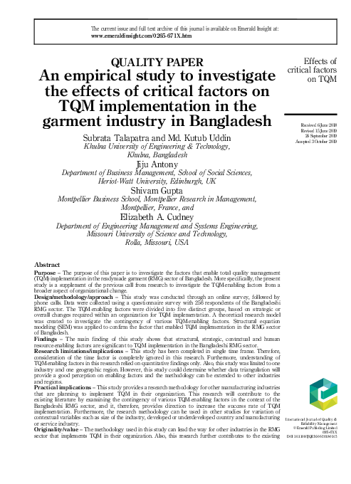 (PDF) An empirical study to investigate the effects of critical factors ...