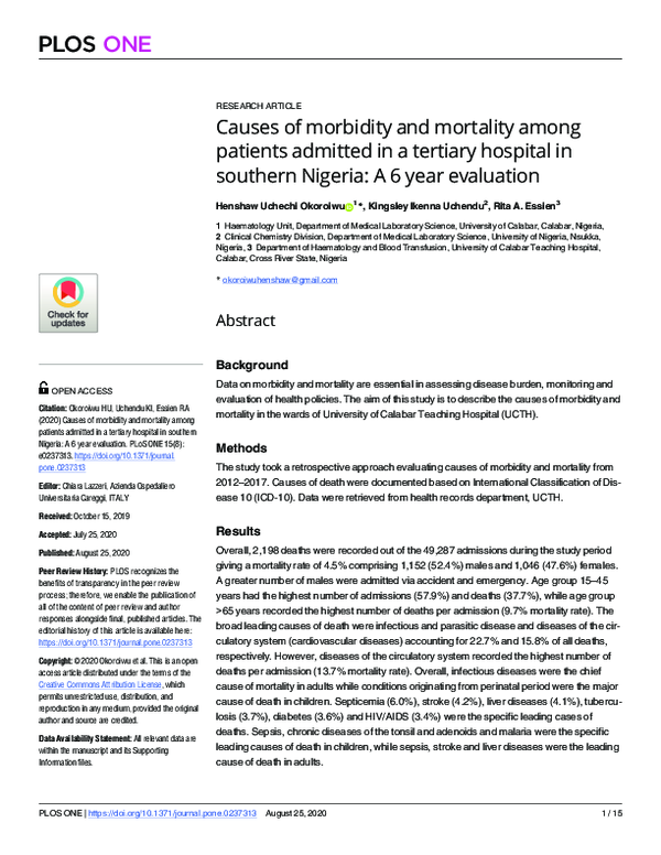 (PDF) Causes of morbidity and mortality among patients admitted in a ...