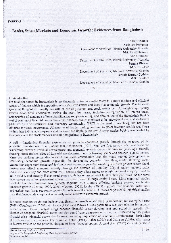 (PDF) Banks Stock Market and Economic growth
