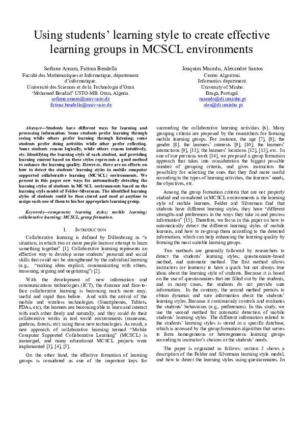 (PDF) Using students' learning style to create effective learning ...