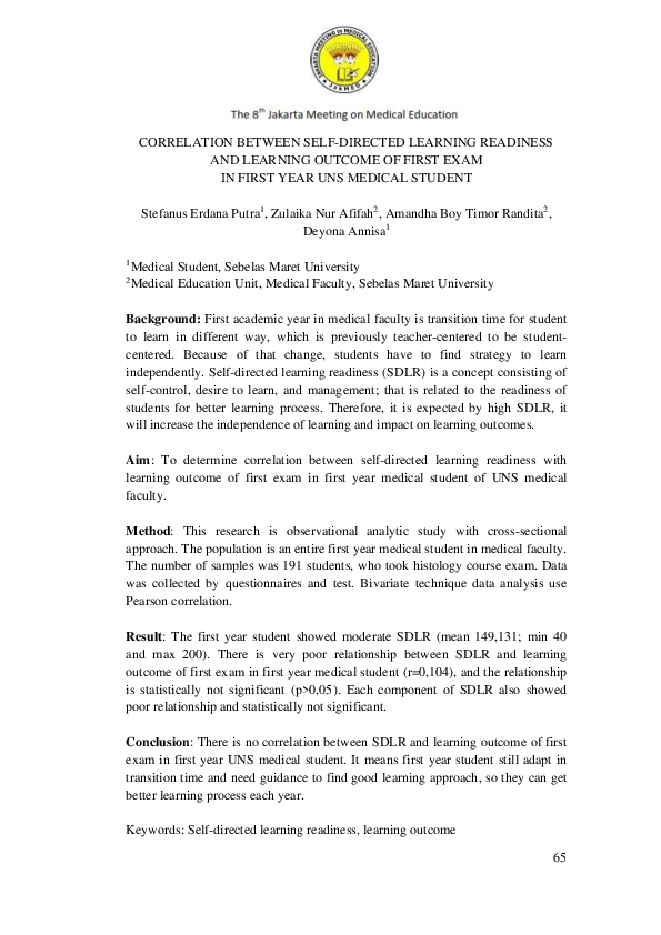 (PDF) CORRELATION BETWEEN SELF-DIRECTED LEARNING READINESS AND LEARNING ...