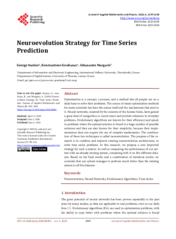 (PDF) Neuroevolution Strategy for Time Series Prediction