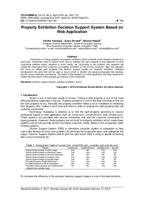 (PDF) Property Exhibition Decision Support System Based on Web Application