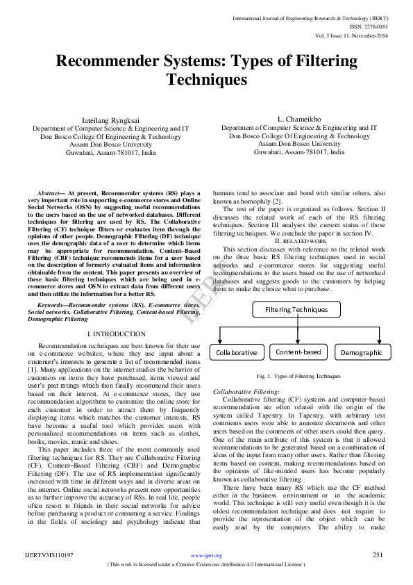 (PDF) Systems Types of Filtering Techniques IJERT