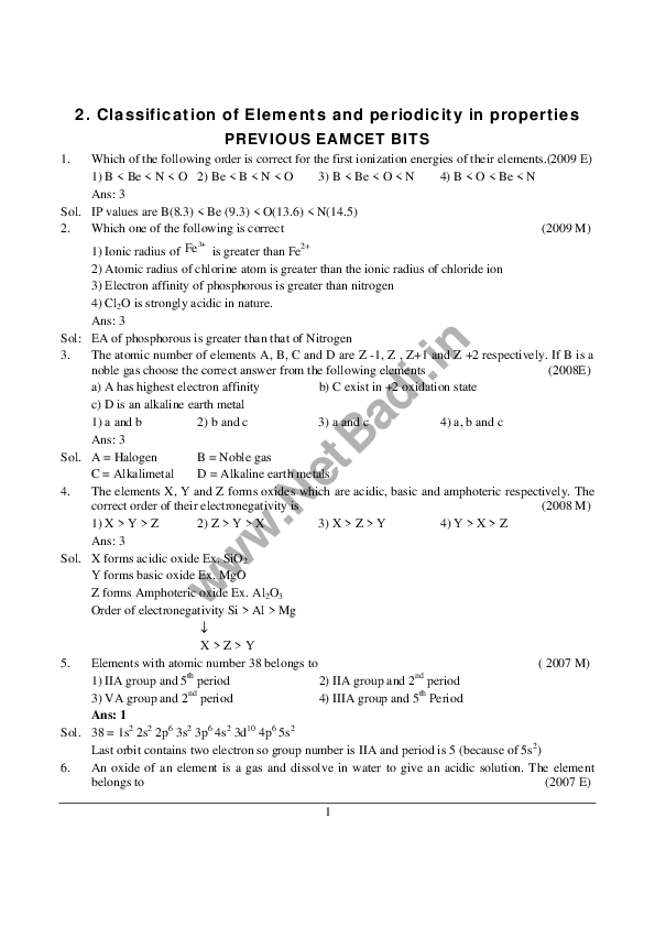 (PDF) 2. Classification of Elements and periodicity in properties