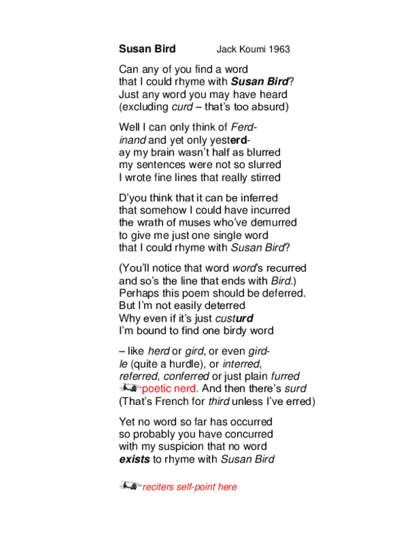 (PDF) Poem: Susan Bird