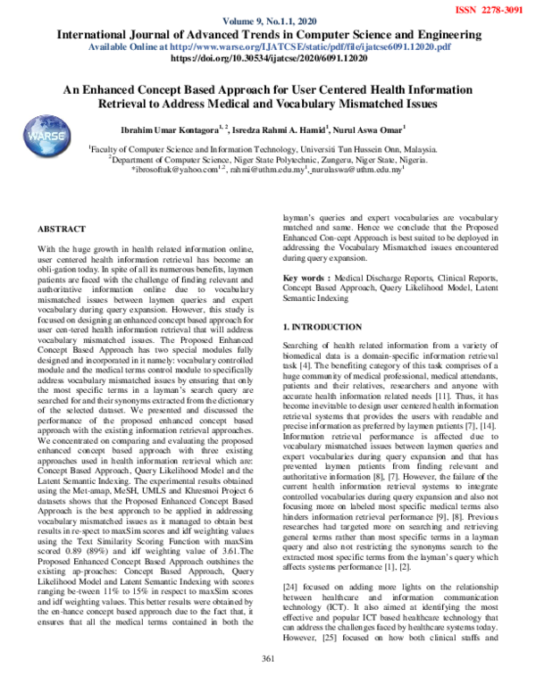 (PDF) An Enhanced Concept Based Approach for User Centered Health ...