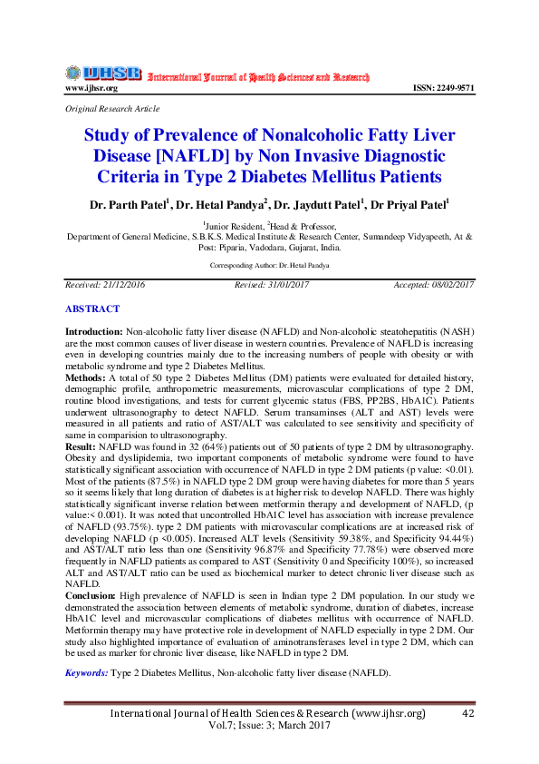 (PDF) Study of Prevalence of Nonalcoholic Fatty Liver Disease [NAFLD ...