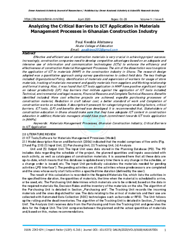 (PDF) Analyzing the Critical Barriers to ICT Application in Materials ...