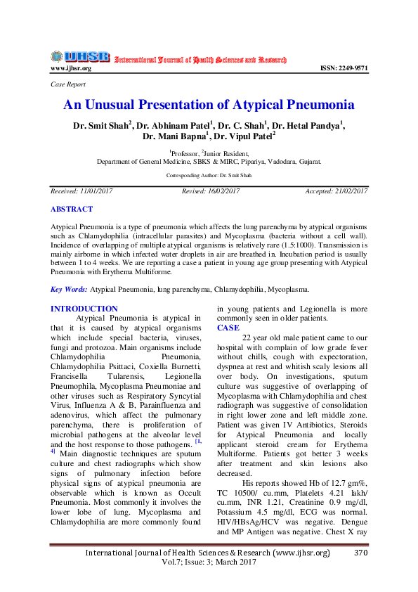 (PDF) An Unusual Presentation of Atypical Pneumonia