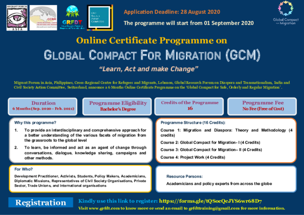 (PDF) Certificate Programme on Global Compact for Migration | Diaspora ...