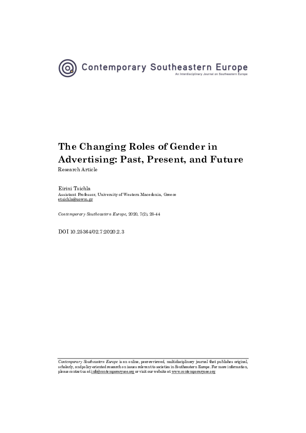 (PDF) The Changing Roles of Gender in Advertising: Past, Present, and ...