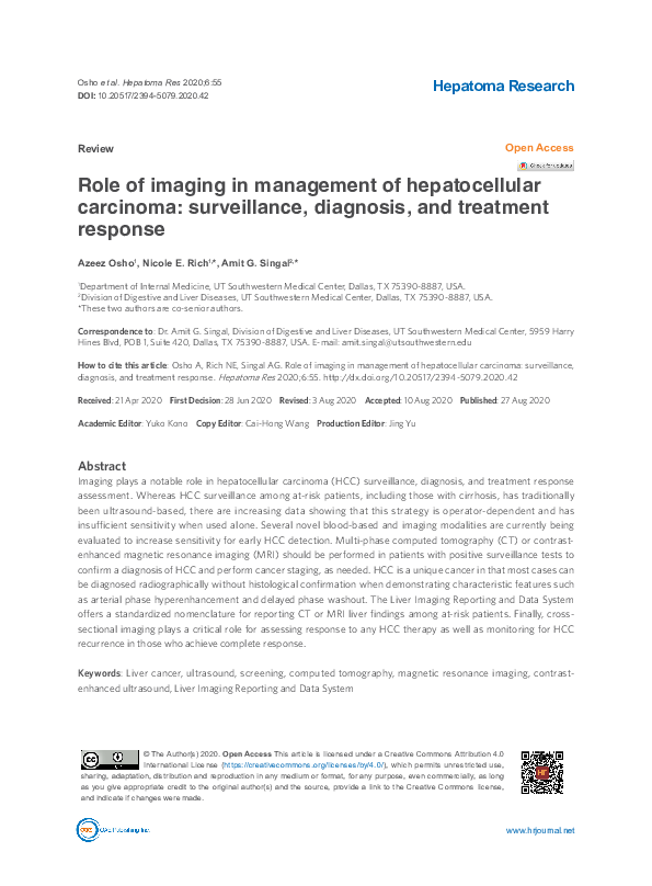 (PDF) Role of imaging in management of hepatocellular carcinoma ...