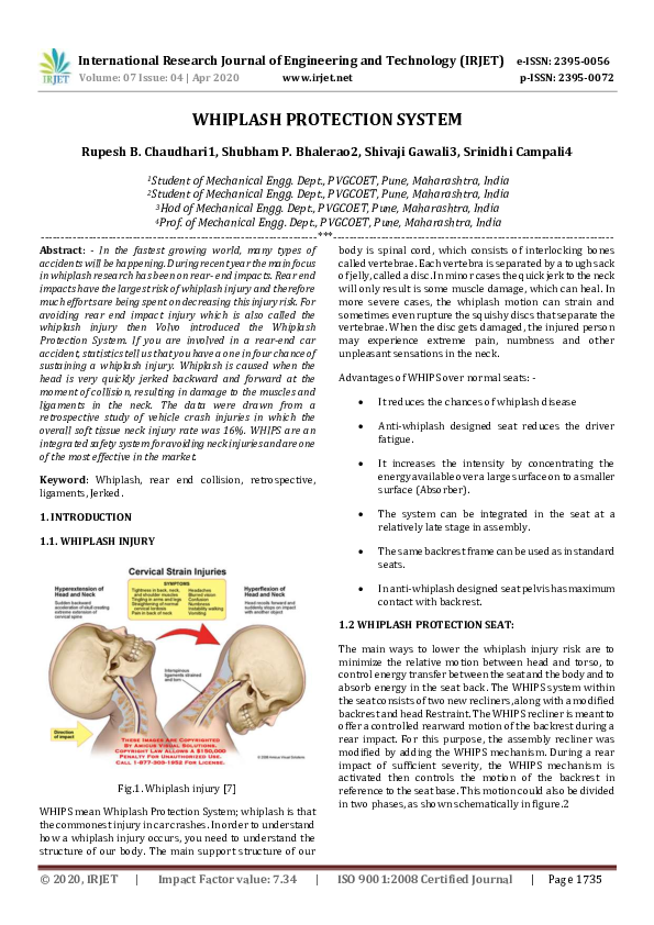 (PDF) IRJET WHIPLASH PROTECTION SYSTEM IRJET Journal Academia.edu
