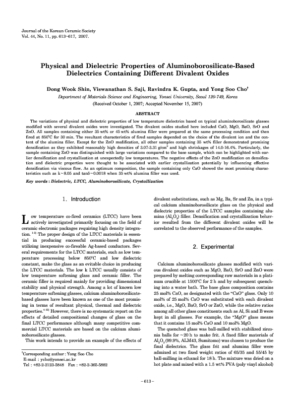 (PDF) Physical and dielectric properties of aluminoborosilicate-based ...