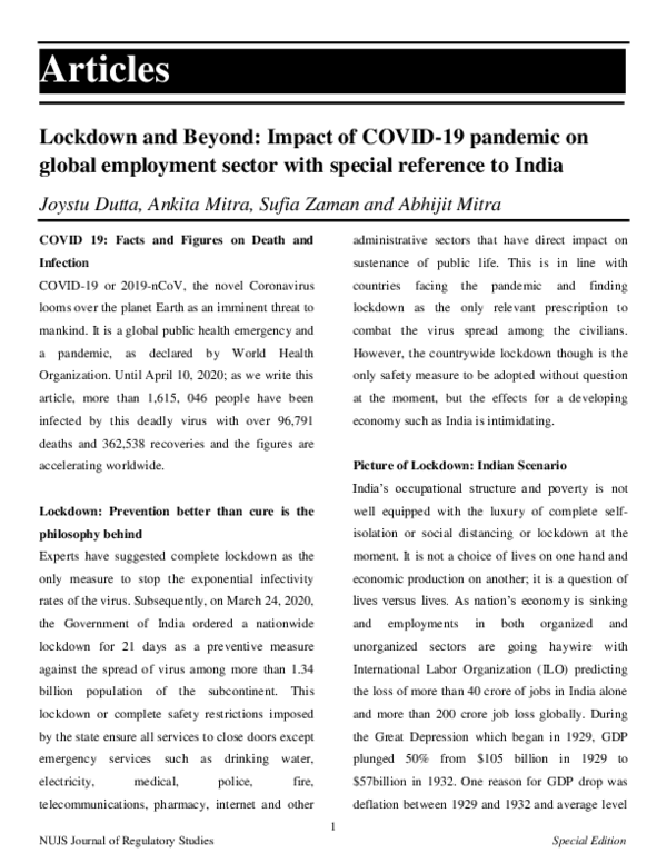 (PDF) Impact of COVID lockdown on Employment.pdf