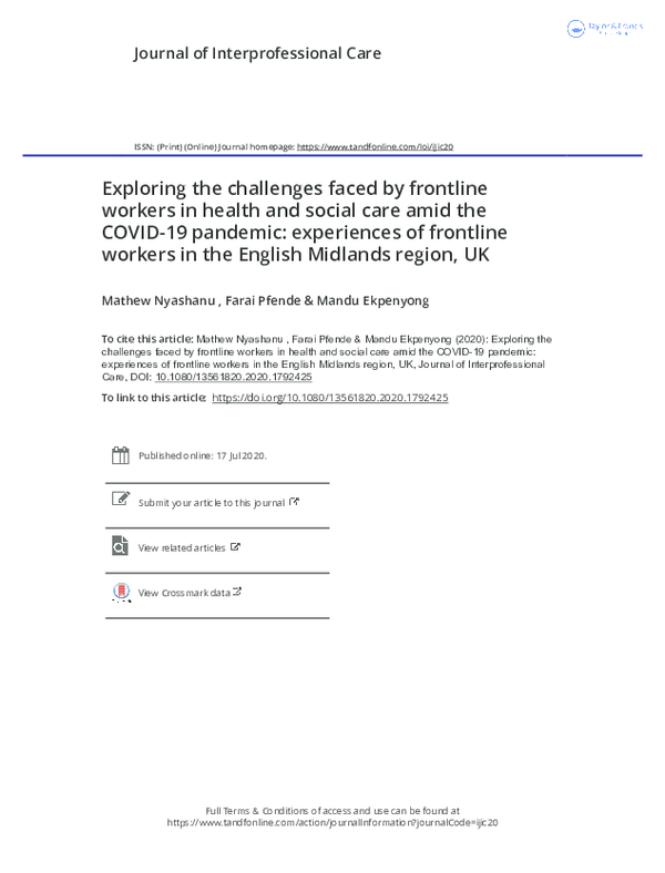 (PDF) Exploring the challenges faced by frontline workers in health and ...