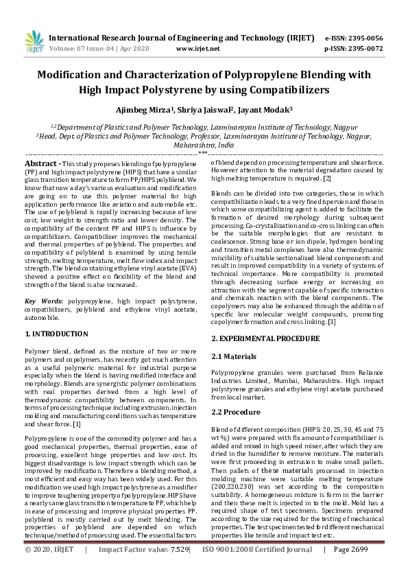 (PDF) IRJET- Modification and Characterization of Polypropylene ...