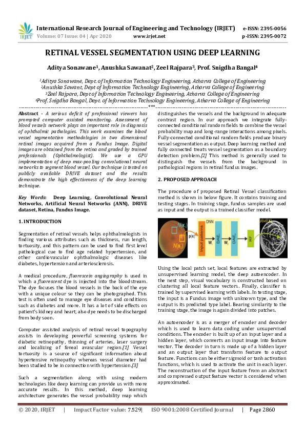 (PDF) IRJET- RETINAL VESSEL SEGMENTATION USING DEEP LEARNING