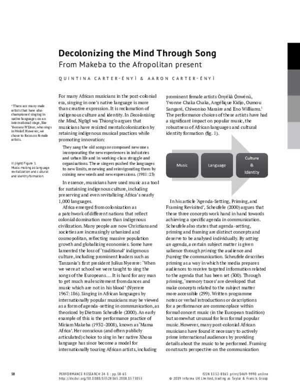 (PDF) Decolonizing the Mind through Song From Makeba to the