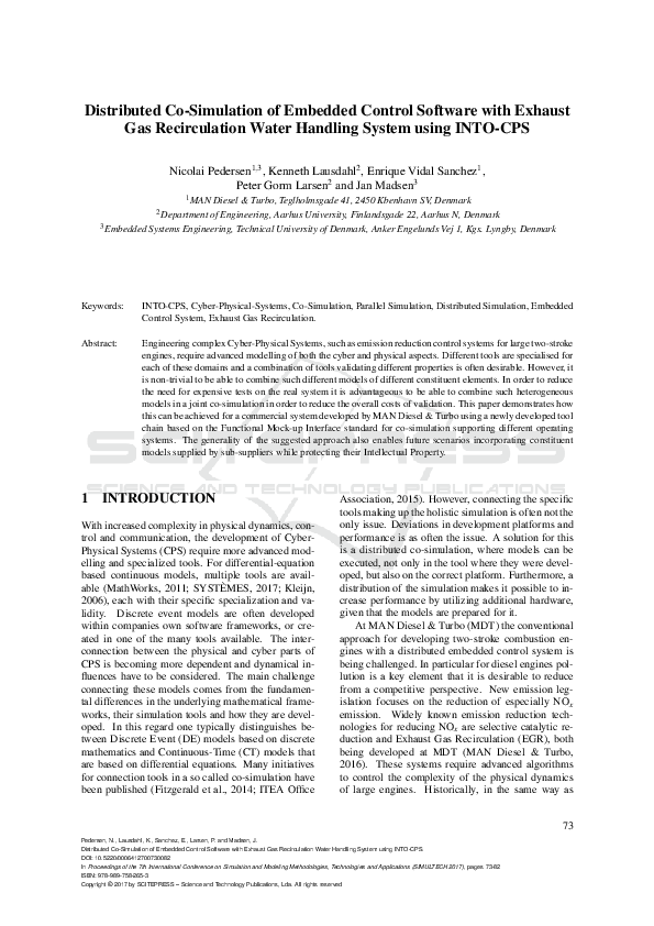 (PDF) Distributed CoSimulation of Embedded Control Software with Exhaust Gas Recirculation