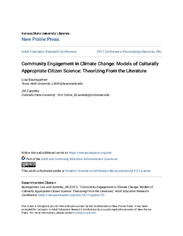 (PDF) Community Engagement in Climate Change Models of Culturally Appr