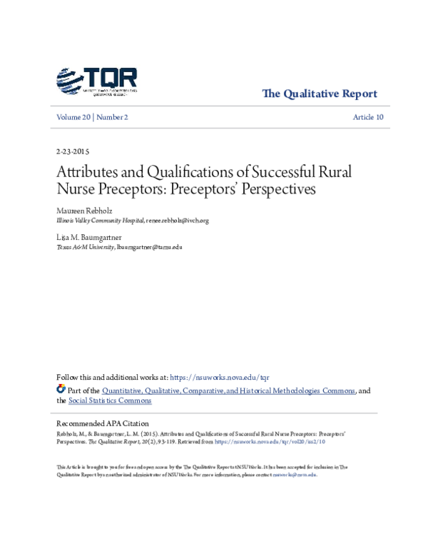(PDF) The Qualitative Report Attributes and Qualifications of ...