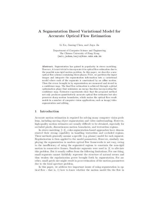 (PDF) A segmentation based variational model for accurate optical flow ...