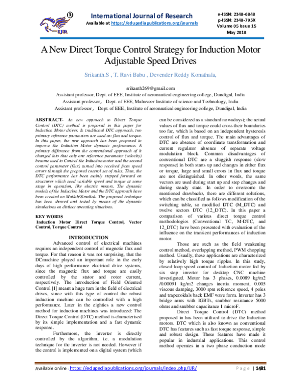 (PDF) International Journal of Research A New Direct Torque Control ...