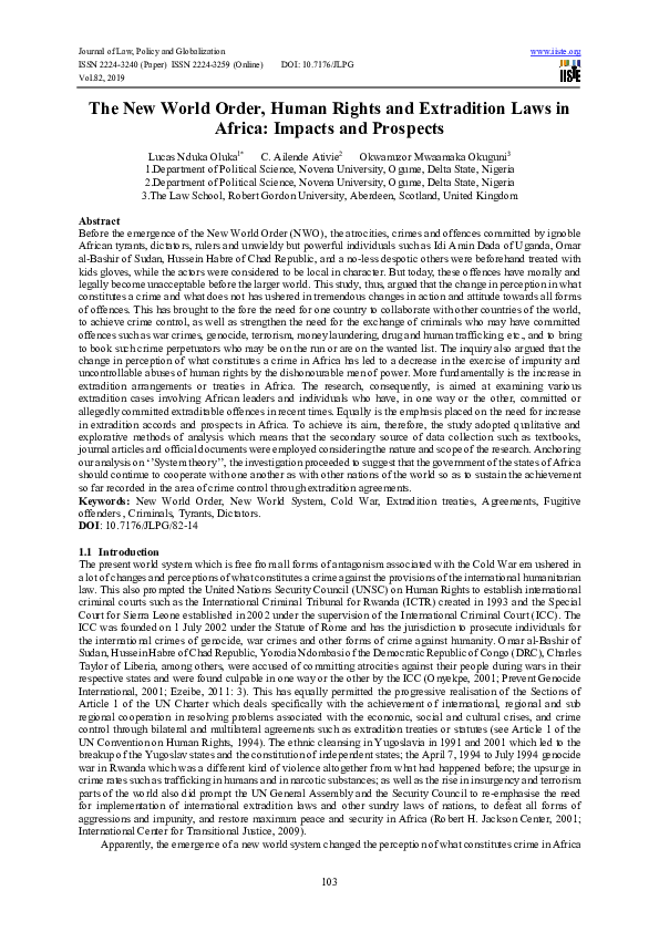 (PDF) The New World Order, Human Rights and Extradition Laws in Africa ...