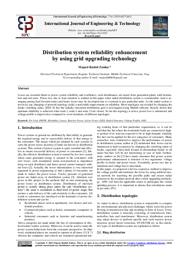 (PDF) Distribution system reliability enhancement by using grid ...