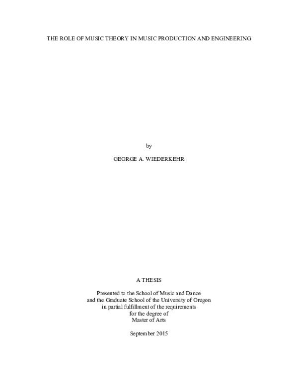 (PDF) i THE ROLE OF MUSIC THEORY IN MUSIC PRODUCTION AND ENGINEERING