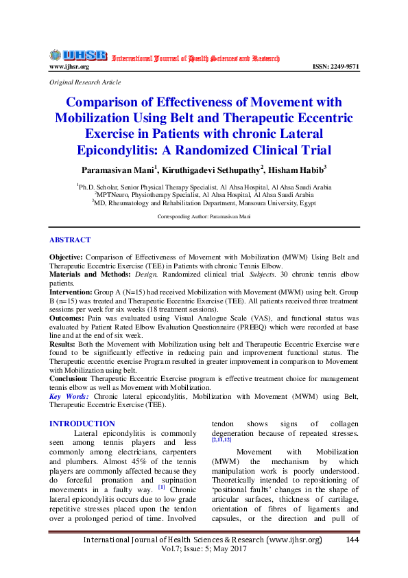 (PDF) Comparison of Effectiveness of Movement with Mobilization Using ...