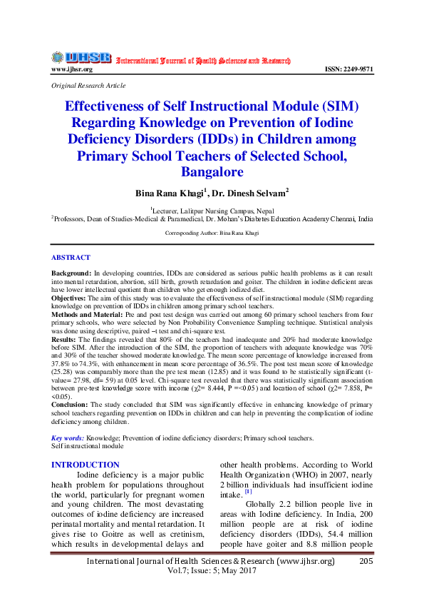 (PDF) Effectiveness of Self Instructional Module (SIM) Regarding ...