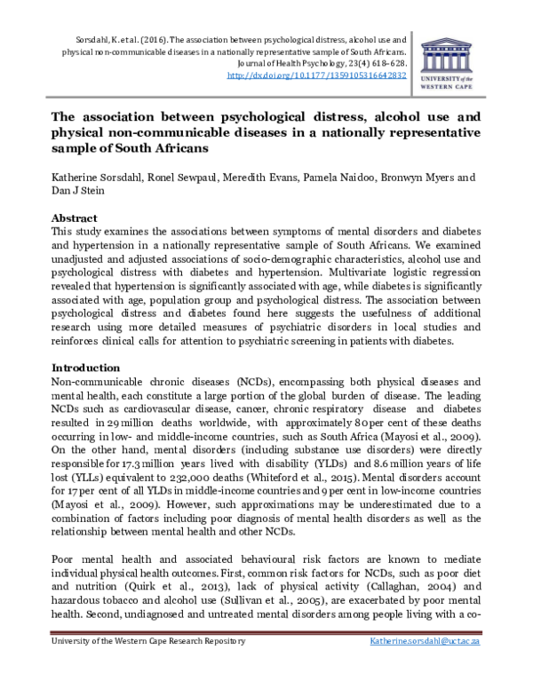 (PDF) The association between psychological distress, alcohol use and ...